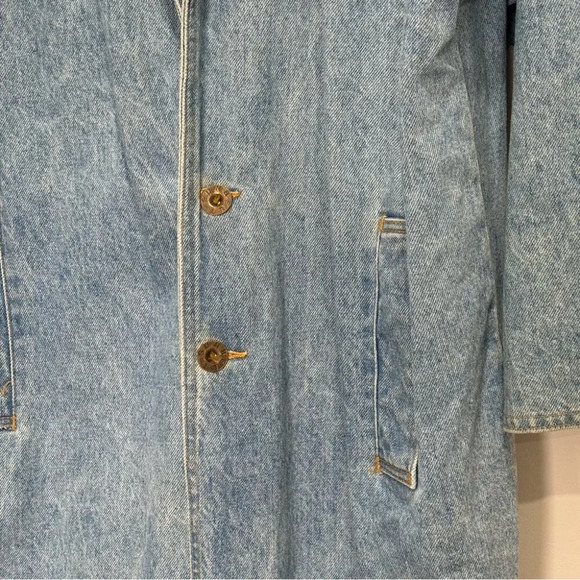 Vintage Sunbelt Jean/ Denim Long Sleeve Duster Cardigan Trench Coat Size M/L - Picture 2 of 12